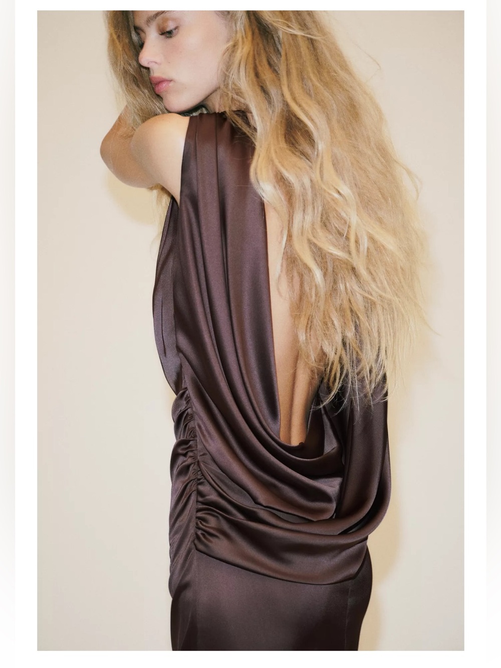 Zara open back maxi gown chocolate brown small